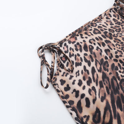 Vacation Style Leopard Bikini Set -  Maxi Skirt Cover-Up