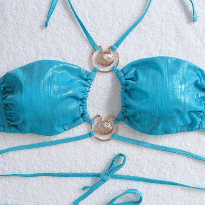 Halter Bikini Set - Strap Detail Two-Piece Swimsuit