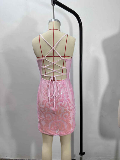Sexy Sequin Spaghetti Strap Mini Dress