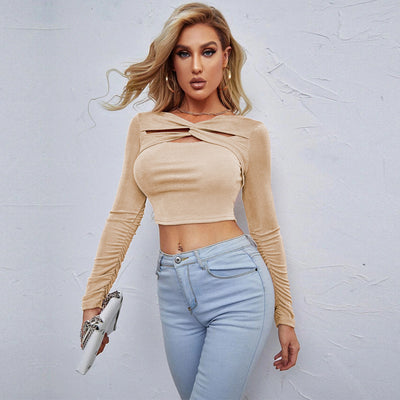 Glossy Twist Top - Cutout Crop Style
