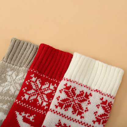 Christmas Knitted Cotton Woolen Stocking Over The Knee Long Socks