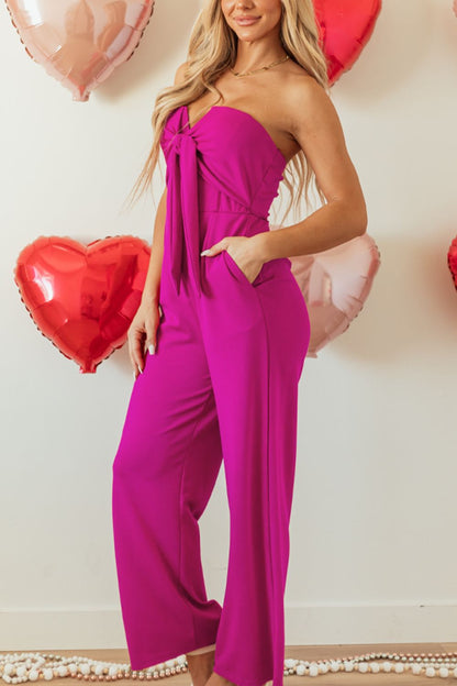 Sweetheart Tied Tube Wide Leg Jumpsuit