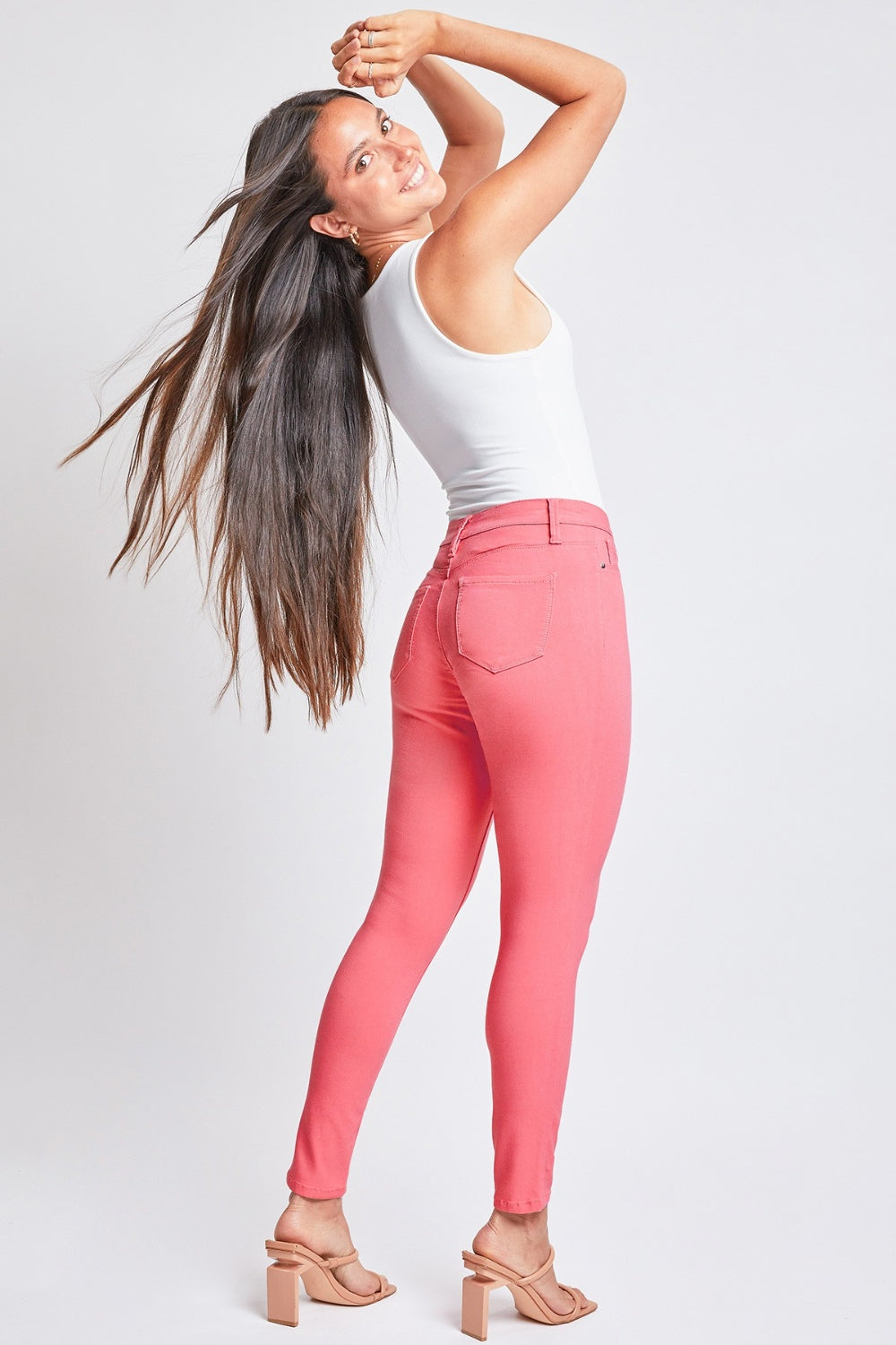 Shell Pink Full Size Hyperstretch Mid-Rise Skinny Jeans