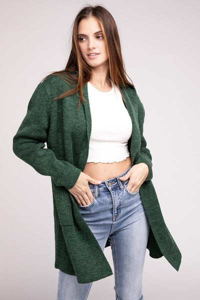Hooded Open Front Sweater Cardigan - Fashions Envy