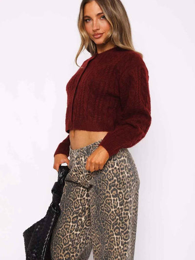 Cable Knit Cardigan - Button-Up Sweater - Fashions Envy