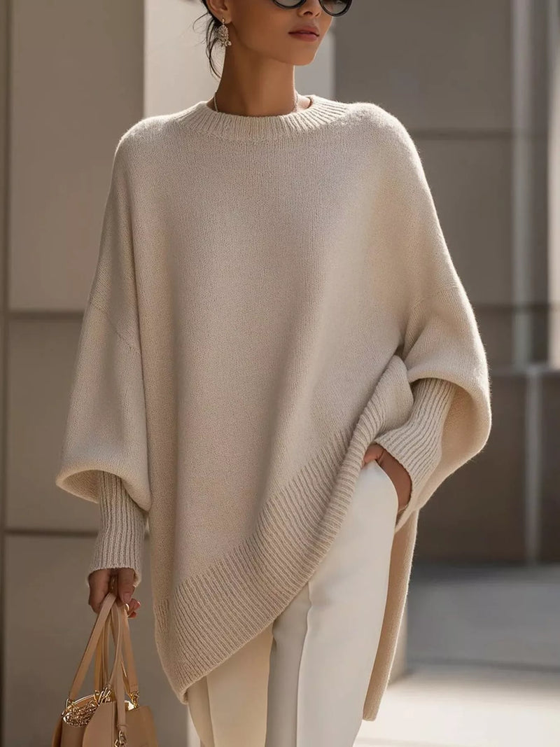 Oversized Sweater - Ribbed Batwing Sleeve - Fashions Envy