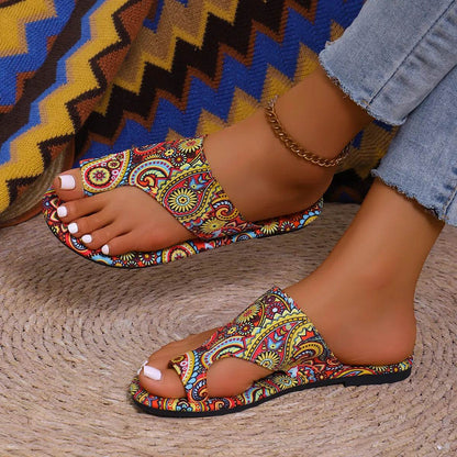 Comfortable Toe Loop Flat Sandals - Fashions Envy