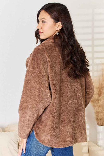 Women's Culture Code Double Breasted Fuzzy Coat - Luxury Structured Winter Outerwear