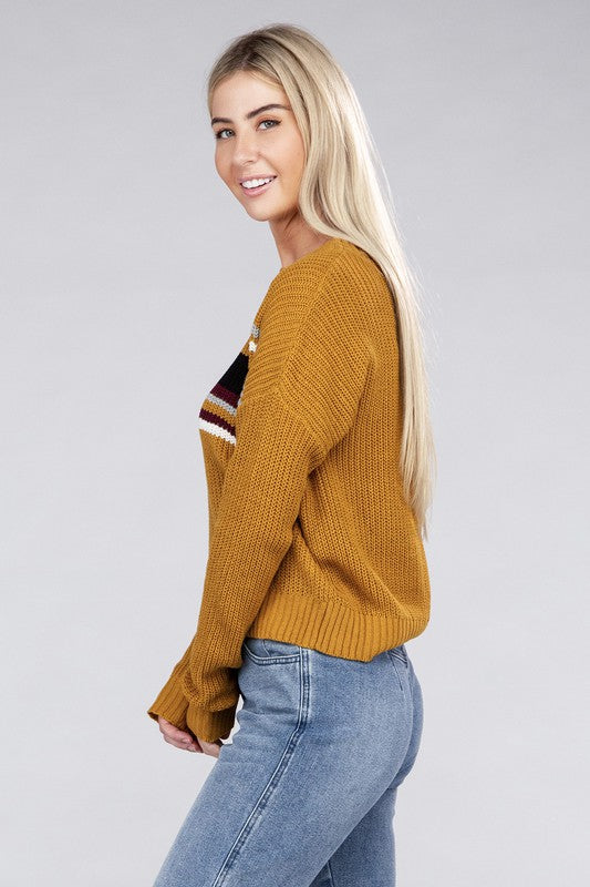 Striped Crewneck Long Sleeve Pullover Sweater