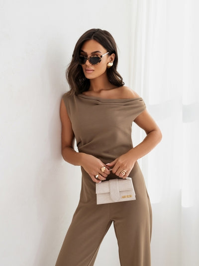 Sexy One-Shoulder Jumpsuit - Elegant Side Zipper - Fashions Envy
