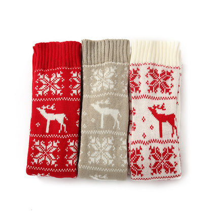 Christmas Knitted Cotton Woolen Stocking Over The Knee Long Socks