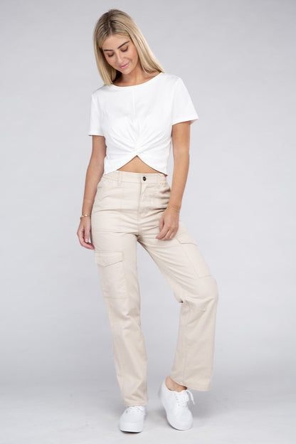 Everyday Casual Wear Elastic-Waist Cargo Pants