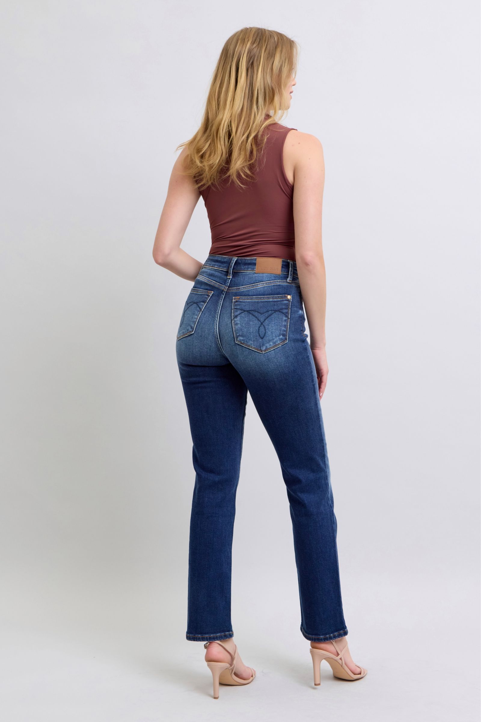 Full Size Washed Straight Leg Judy Blue Jeans with Pockets