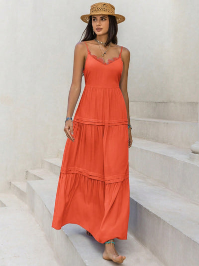 Lace Detail V-Neck Cami Maxi Dress
