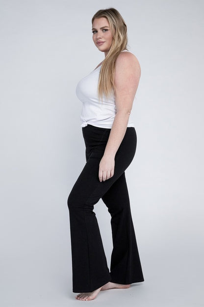 Plus Everyday Elastic Waist Flare Bottoms