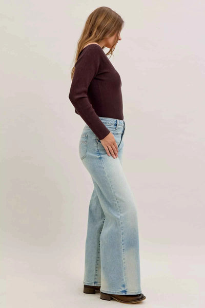 Judy Blue High Waist Column Straight Jeans - Medium Wash