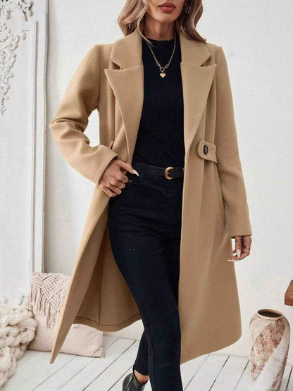 Wool Blend Overcoat - One Button Belted Long Coat - Fashions Envy