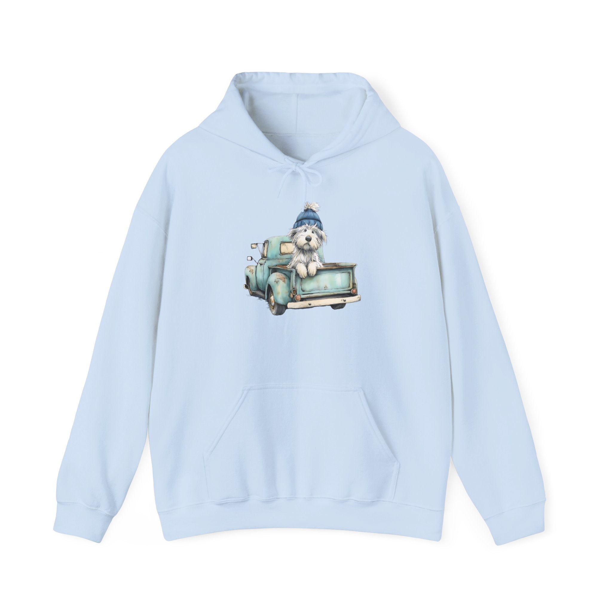 Vintage Truck Pup Hoodie - Cozy Winter Dog Lover Sweatshirt