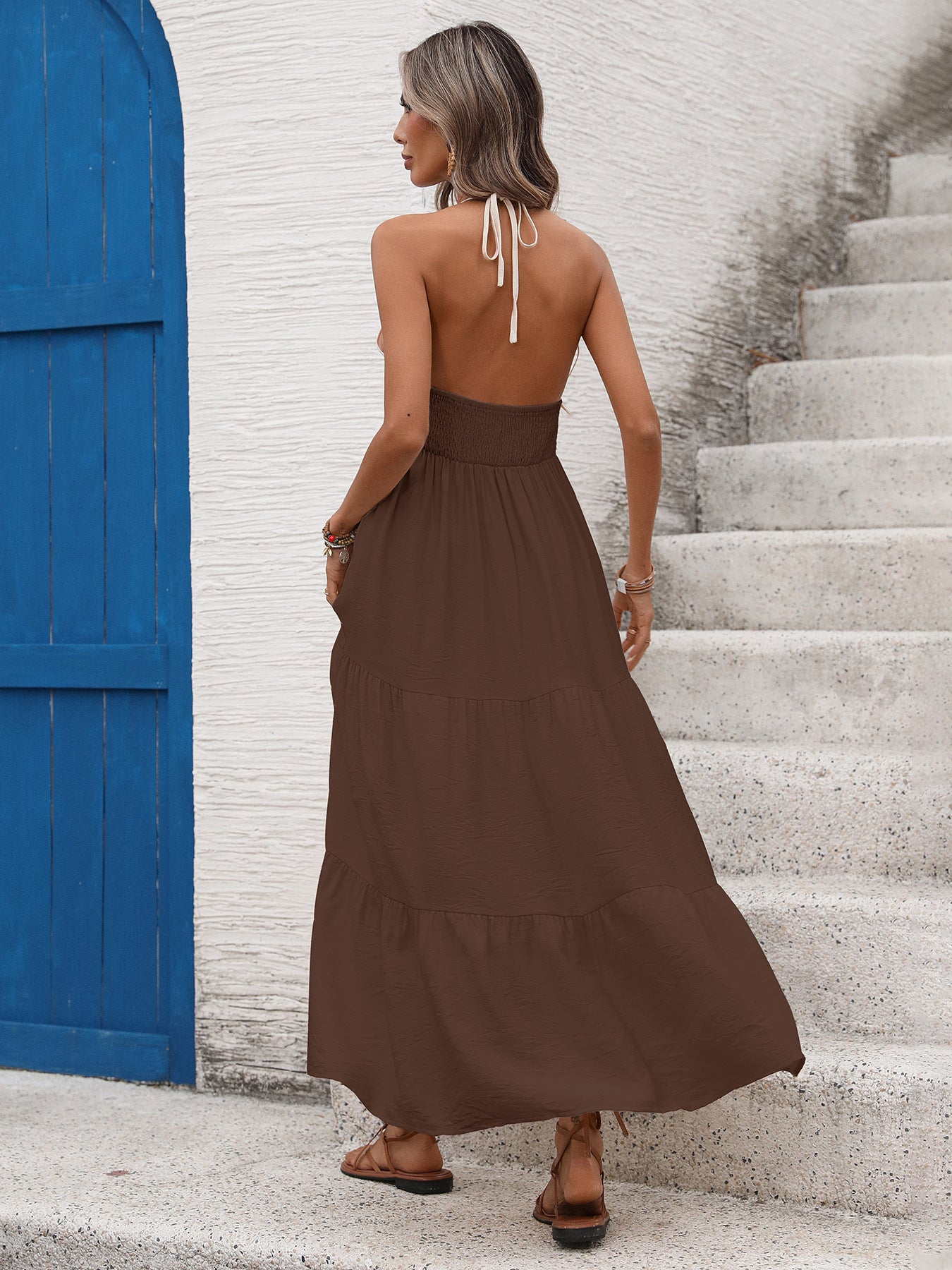 Deep V-neck Maxi Dress - Backless Summer Style