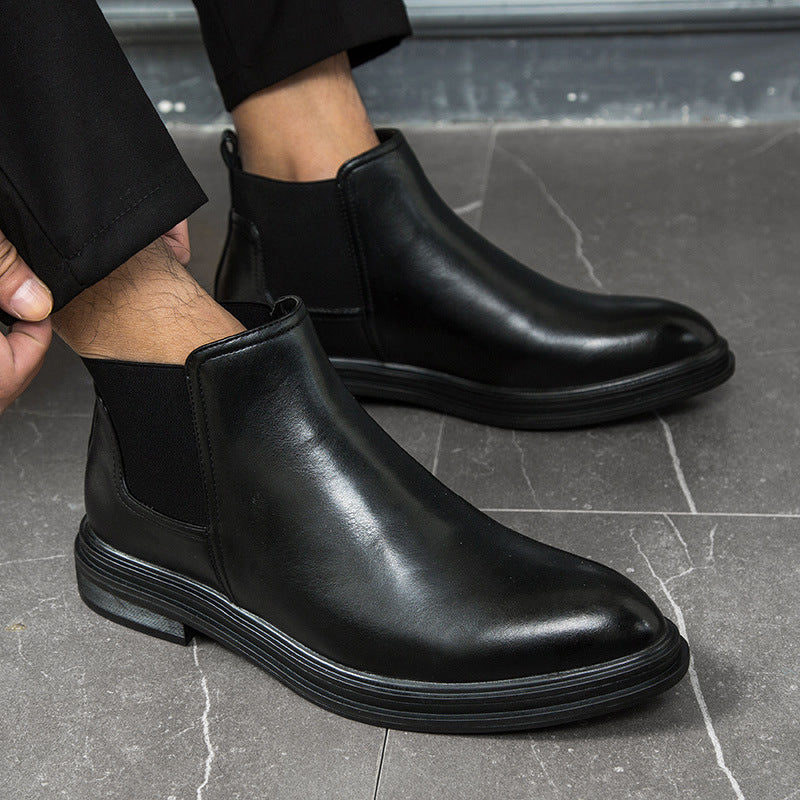 Men's Pointed High-top Leather Shoe Boots