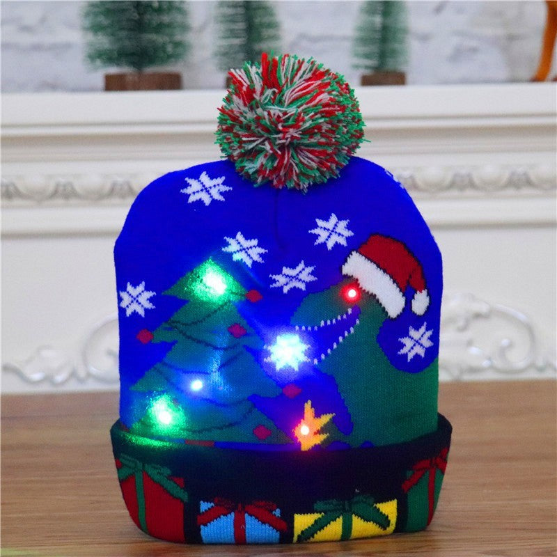LED Christmas Beanie - Light-Up Knitted Holiday Hat