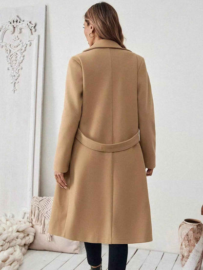 Wool Blend Overcoat - One Button Belted Long Coat - Fashions Envy