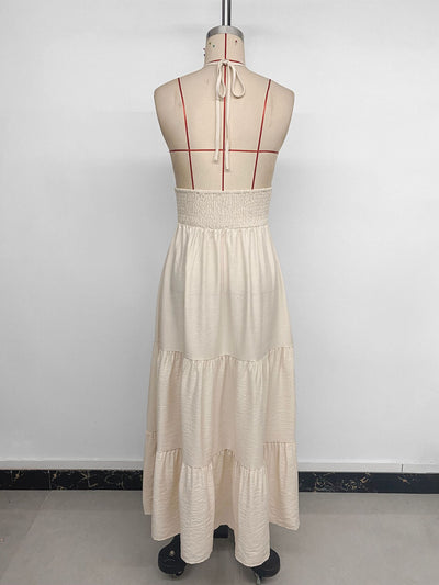 Deep V-neck Maxi Dress - Backless Summer Style