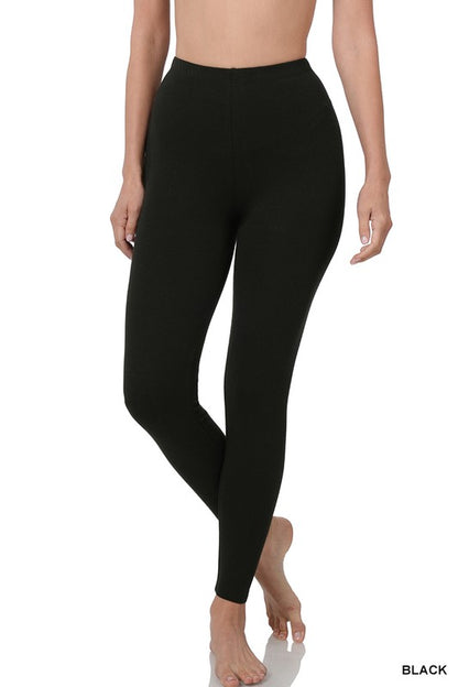 Premium Cotton Elastic Waist Fitted Full-Length Leggings