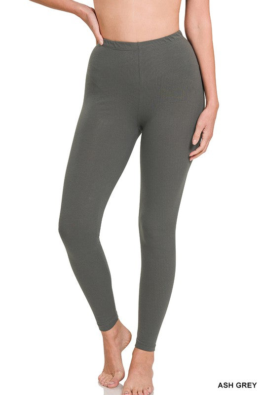 Premium Cotton Elastic Waist Fitted Full-Length Leggings