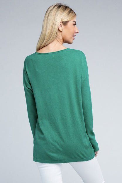 Relaxed Fit Viscose Front Pockets Cozy Sweater