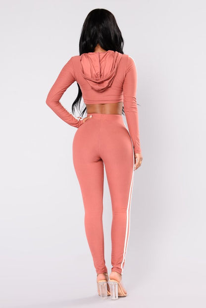 Women's Crop Top Hoodie Jogger Pants Tracksuit