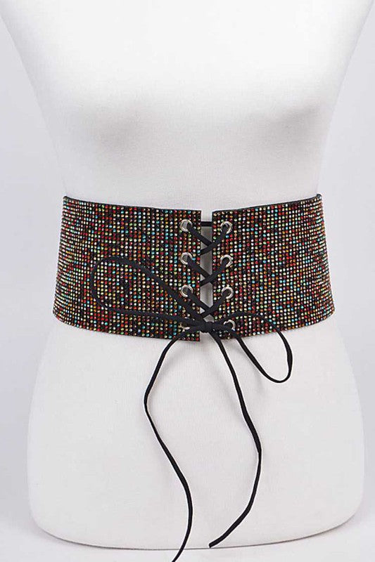 Rhinestone Snap Closure Iconic Tie Belt