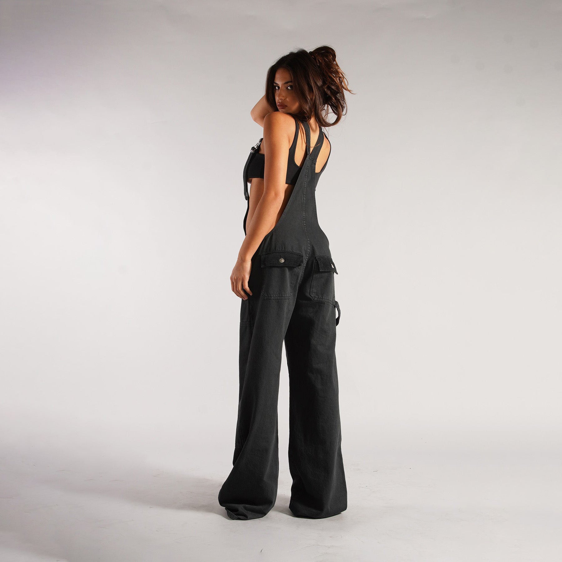 Denim Overalls - Y2K Zipper Suspender Wide Leg Jeans