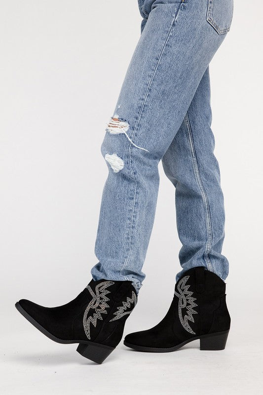 Slip On Rhinestone Western 2.3" Booties