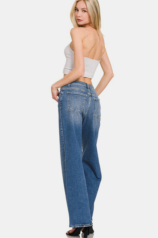 High Rise Zenana Wide Leg Jeans with Pockets