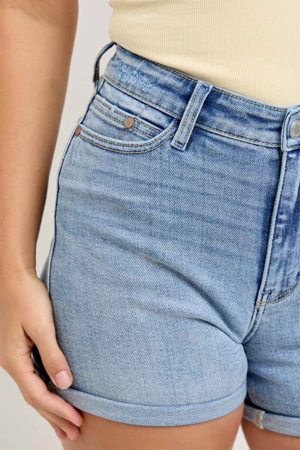 Judy Blue High Waist Slim Shorts - Cell Phone Pockets