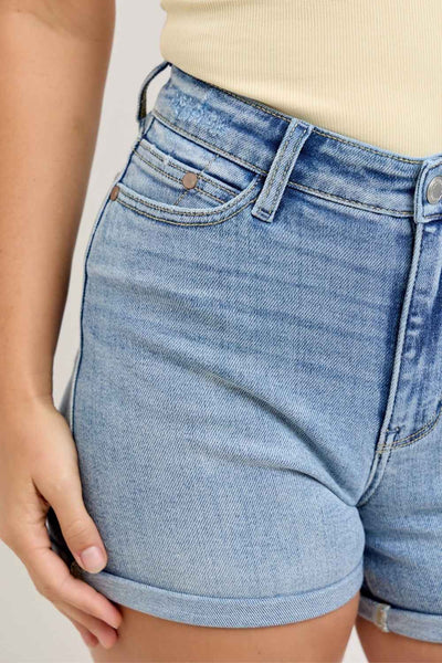 Judy Blue High Waist Slim Shorts - Cell Phone Pockets
