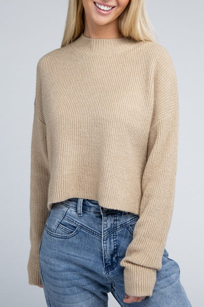 Mock Neck Long Sleeve Pullover Sweater