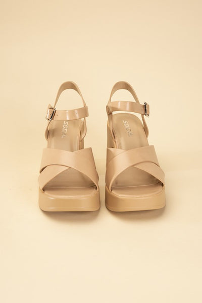 TOUCH-S Crisscross Sandal Heels - Fashions Envy
