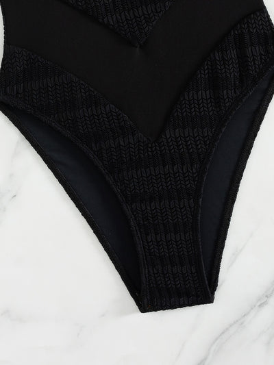Sexy One-Piece Swimsuit - Open Mesh Panel - Fashions Envy