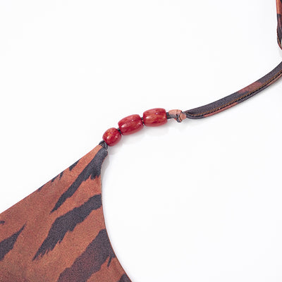 Beaded Halter Romper - Printed Sleeveless Party Style