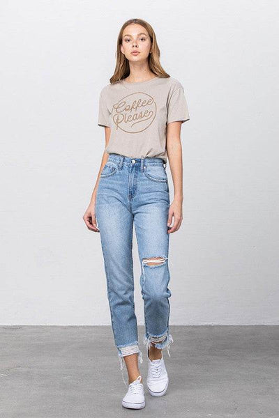 High-Waist Tapered Medium Wash Jeans - Fashions Envy