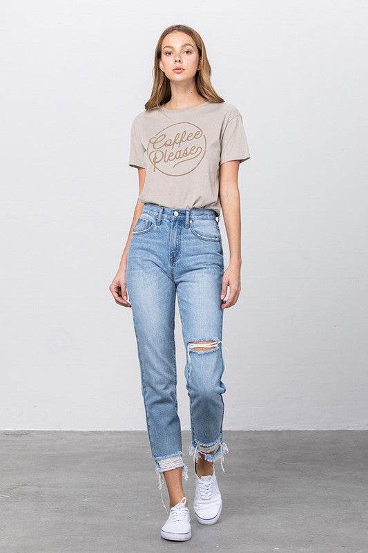 High-Waist Tapered Medium Wash Jeans - Fashions Envy