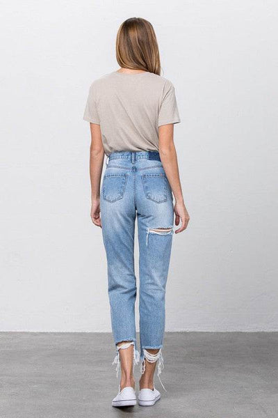 High-Waist Tapered Medium Wash Jeans - Fashions Envy