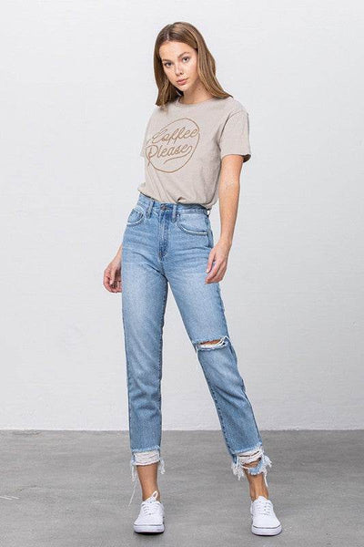 High-Waist Tapered Medium Wash Jeans - Fashions Envy