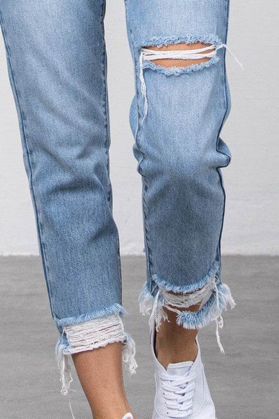 High-Waist Tapered Medium Wash Jeans - Fashions Envy