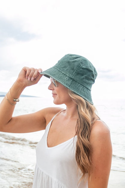 Washed Look Solid Color Distressed Bucket Hat