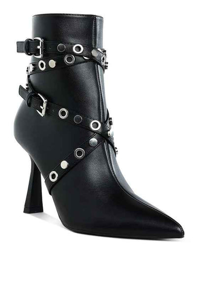 Jacinta Slim Flared Heel Strappy Boots