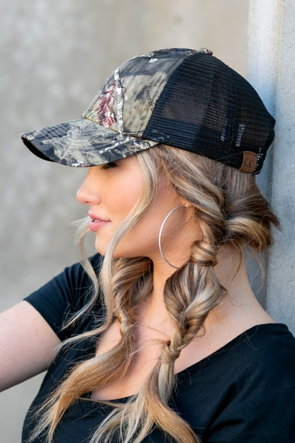 Mesh Back CC Mossy Oak Baseball Cap Hat