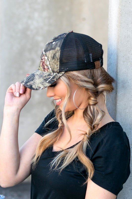 Mesh Back CC Mossy Oak Baseball Cap Hat